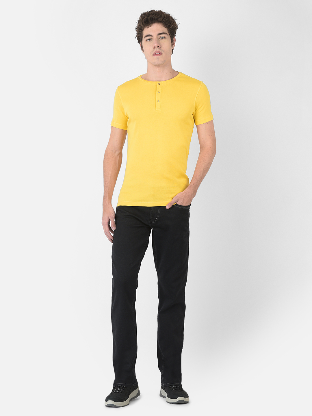 Numero Uno Men Solid Yellow T-Shirt